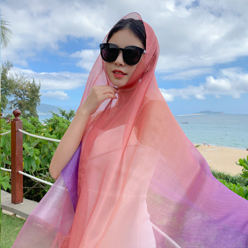 Wholesale Thin Sunscreen Long Gradient Silk Scarf